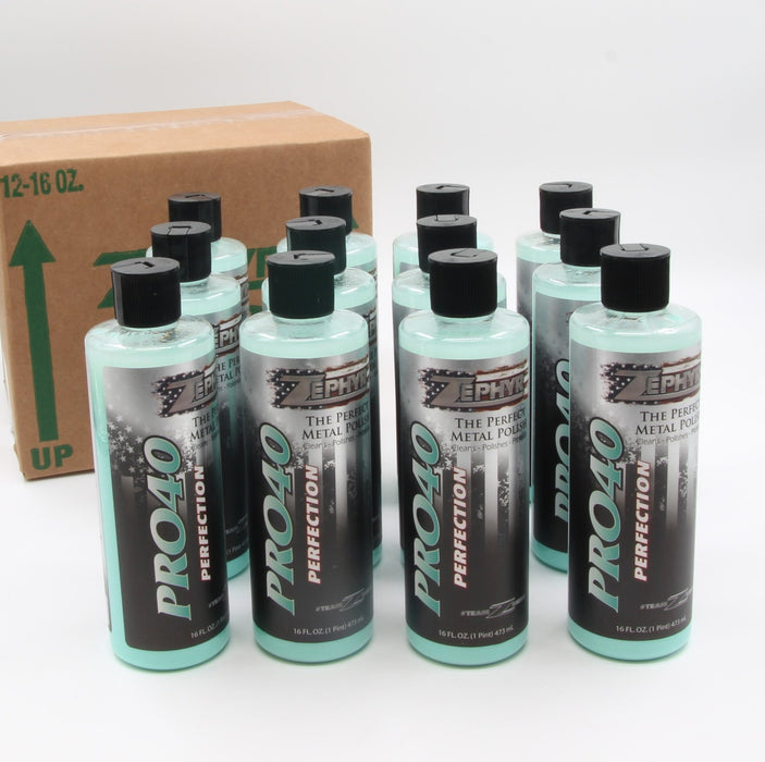 Box of Pro 40 Metal Polish - Box Of 12 16 oz / 473ml Bottles - Lovecars - Zephyr - Metal Polish - boxofpro40 -