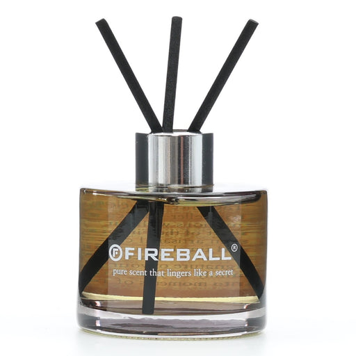 Fireball Pink Grapefruit luxury car fragrance diffuser in premium glass bottle with chrome cap on white background with 3 sticks.