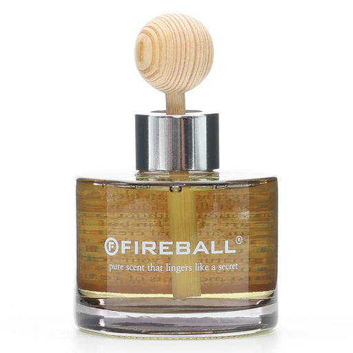 Fireball Pink Grapefruit luxury car fragrance diffuser in premium glass bottle with chrome cap on white background.