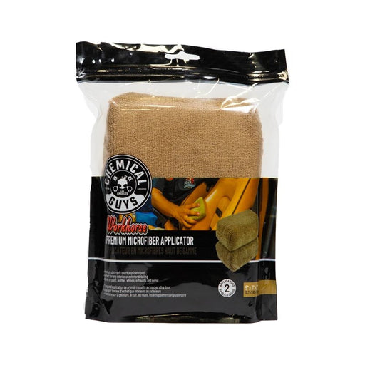 PREMIUM GRADE WORKHORSE MICROFIBER APPLICATOR Tan/Brown (Leather) 2 Pack - Lovecars - Chemical Guys - Cleaning - MIC28402 - 842850000000