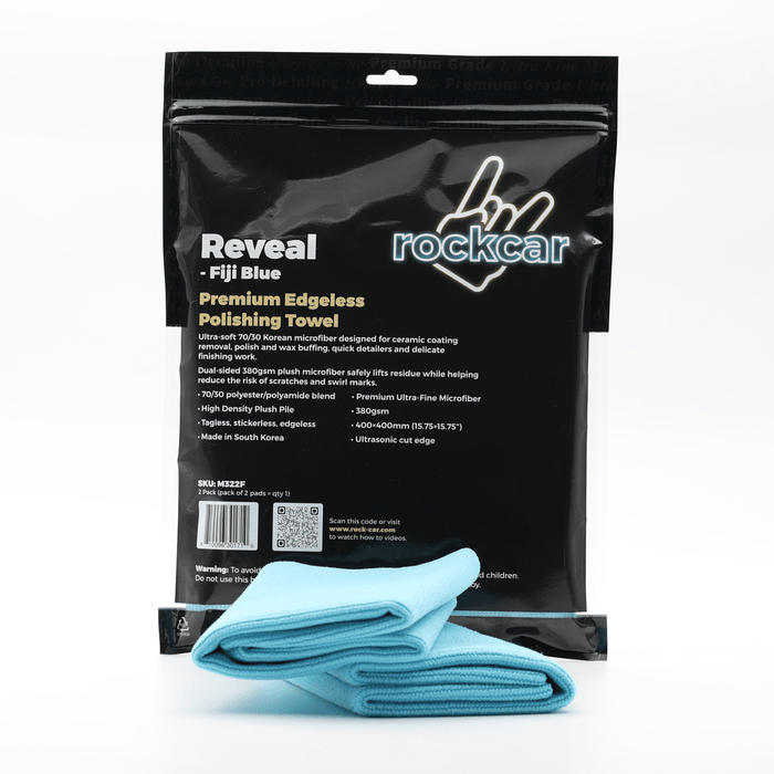 Rockcar Reveal - 70/30 | 380gsm | Premium Edgeless | Fiji Blue (2 Pack) - Lovecars - RockCar - Microfiber Cloths - soft - M322F - 810096301710