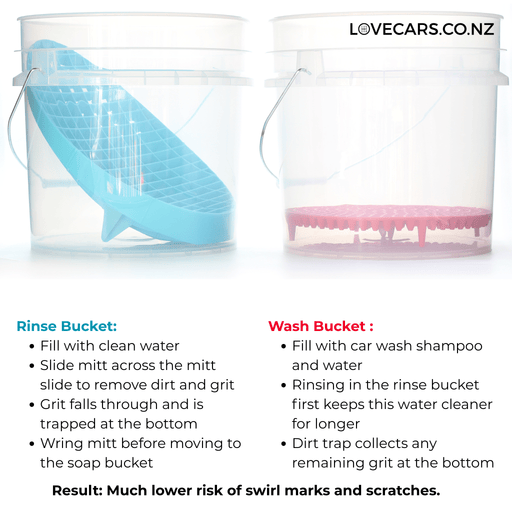 Rockcar Two - Bucket Car Wash Kit – Buckets, Mitt Slide & Dirt Trap | Complete Setup - Lovecars - RockCar - Kits - Z2BUCKET - 