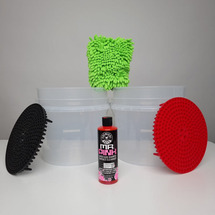 Two Bucket System with Dirt Traps, Mitt & Mr Pink - Lovecars - Chemical Guys - Cleaning - ZR2222B - 