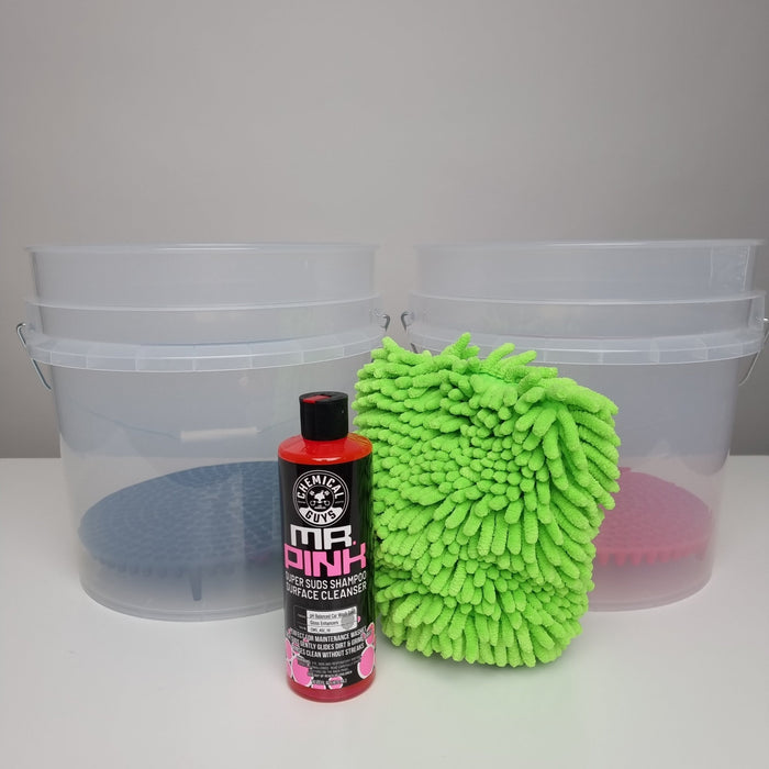 Two Bucket System with Dirt Traps, Mitt & Mr Pink - Lovecars - Chemical Guys - Cleaning - ZR2222B - 