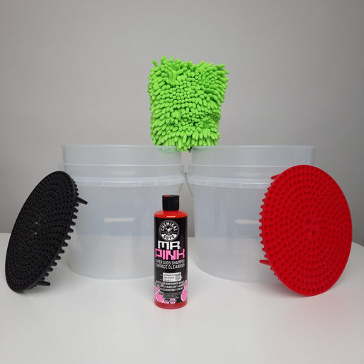 Two Bucket System with Dirt Traps, Mitt & Mr Pink - Lovecars - Chemical Guys - Cleaning - ZR2222B - 