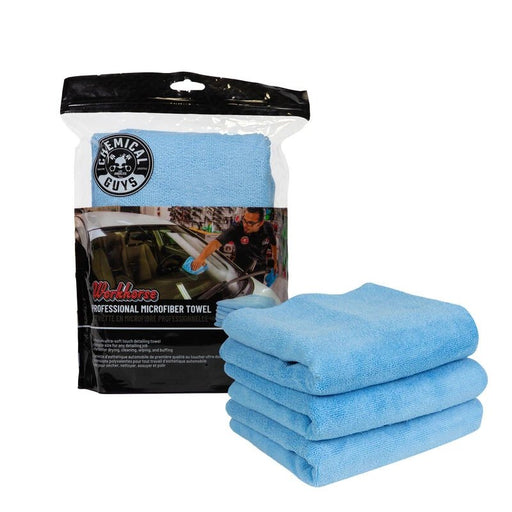 Workhorse Blue Professional Grade Microfiber Towel 16"X16" (Windows) (3 Pack) - Lovecars - Chemical Guys - Cleaning - MICBLUE03 - 811339023901