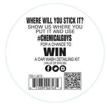 Chemical Guys Logo Stickers, 8inch Die Cut Circle (8", 20.32cm diameter) - lovecarsnz - Chemical Guys - Cleaning - LAB119 - 811339027435