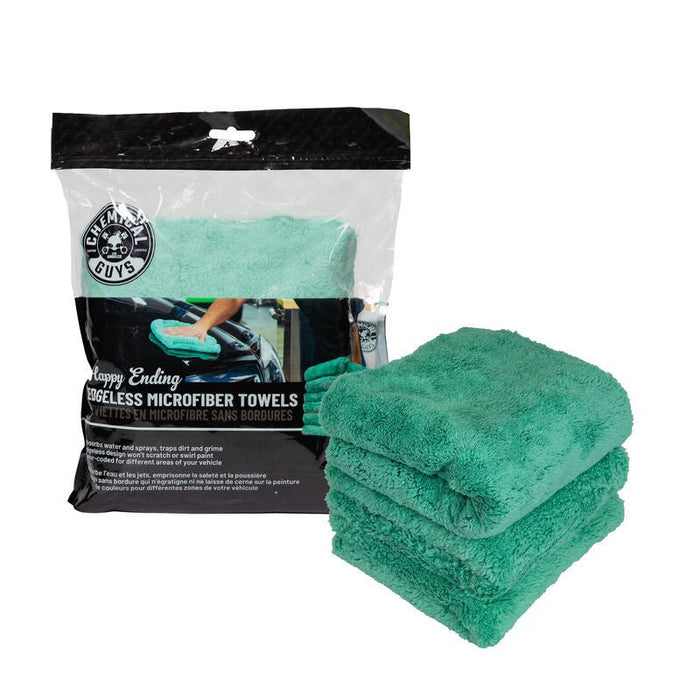 Happy Ending Edgeless Microfiber Towel Green- (3 Pack) - lovecarsnz - Chemical Guys - Cleaning - MIC34603 - 811339025608