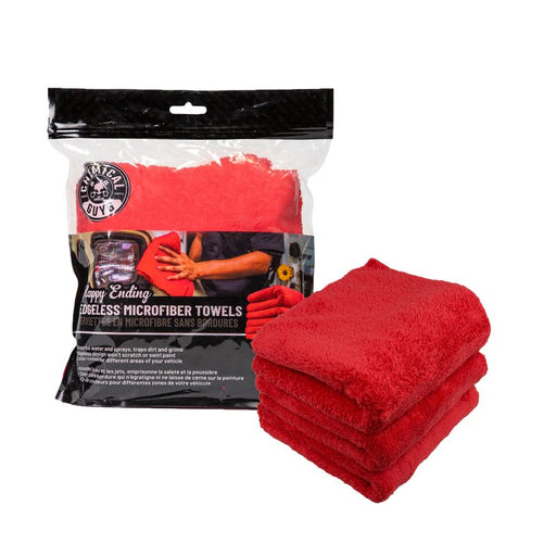 Happy Ending Edgeless Microfiber Towel, Red 16"X16" (3 Pack) - lovecarsnz - Chemical Guys - Cleaning - MIC34103 -