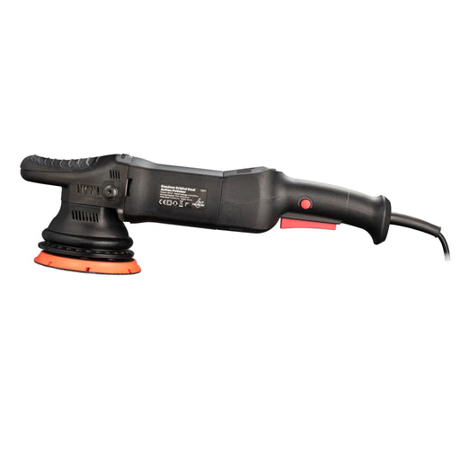 Side profile of the RockCar 15mm dual action polisher showing ergonomic handle and variable speed trigger | lovecars