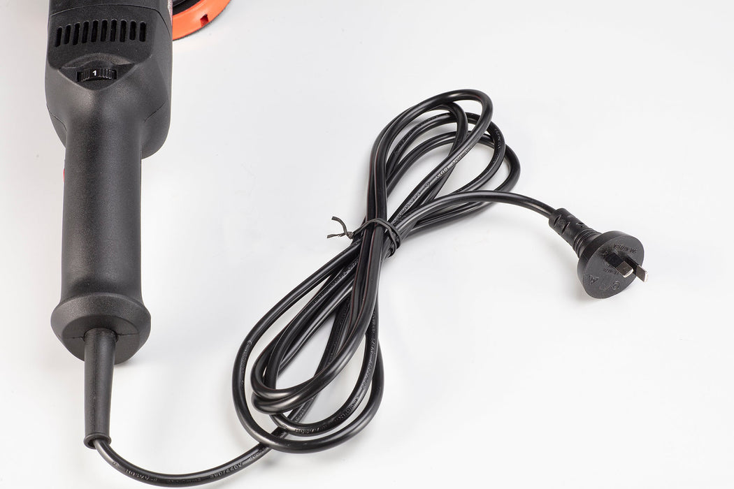 RockCar 15mm dual action polisher fitted with NZ and Australian compliant plug and 2.9 metre power cord | lovecars