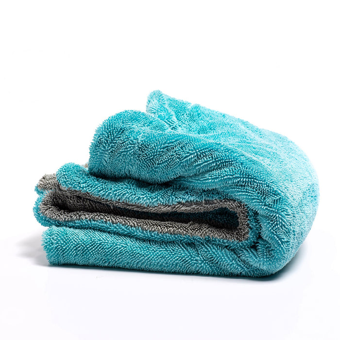 Rockcar Performer drying towel folded angled view showing dual colour microfiber