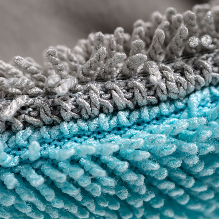 Top down macro of Rockcar Performer twisted loop microfiber teal pile