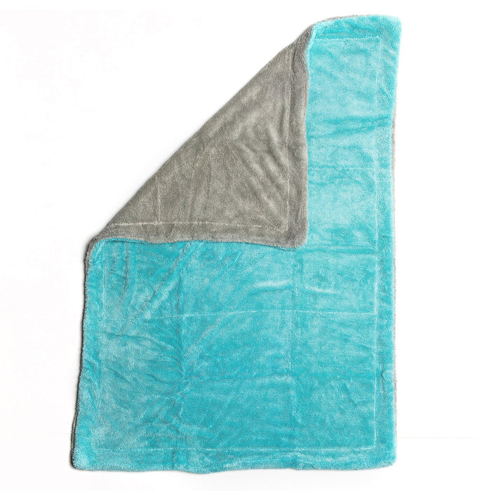 Rockcar Performer drying towel showing teal and grey dual sided microfiber